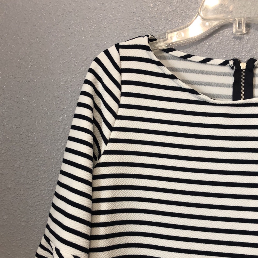 Anthro Green Envelope striped bell sleeve top Women's L zip back shirt blouse - Picture 3 of 9